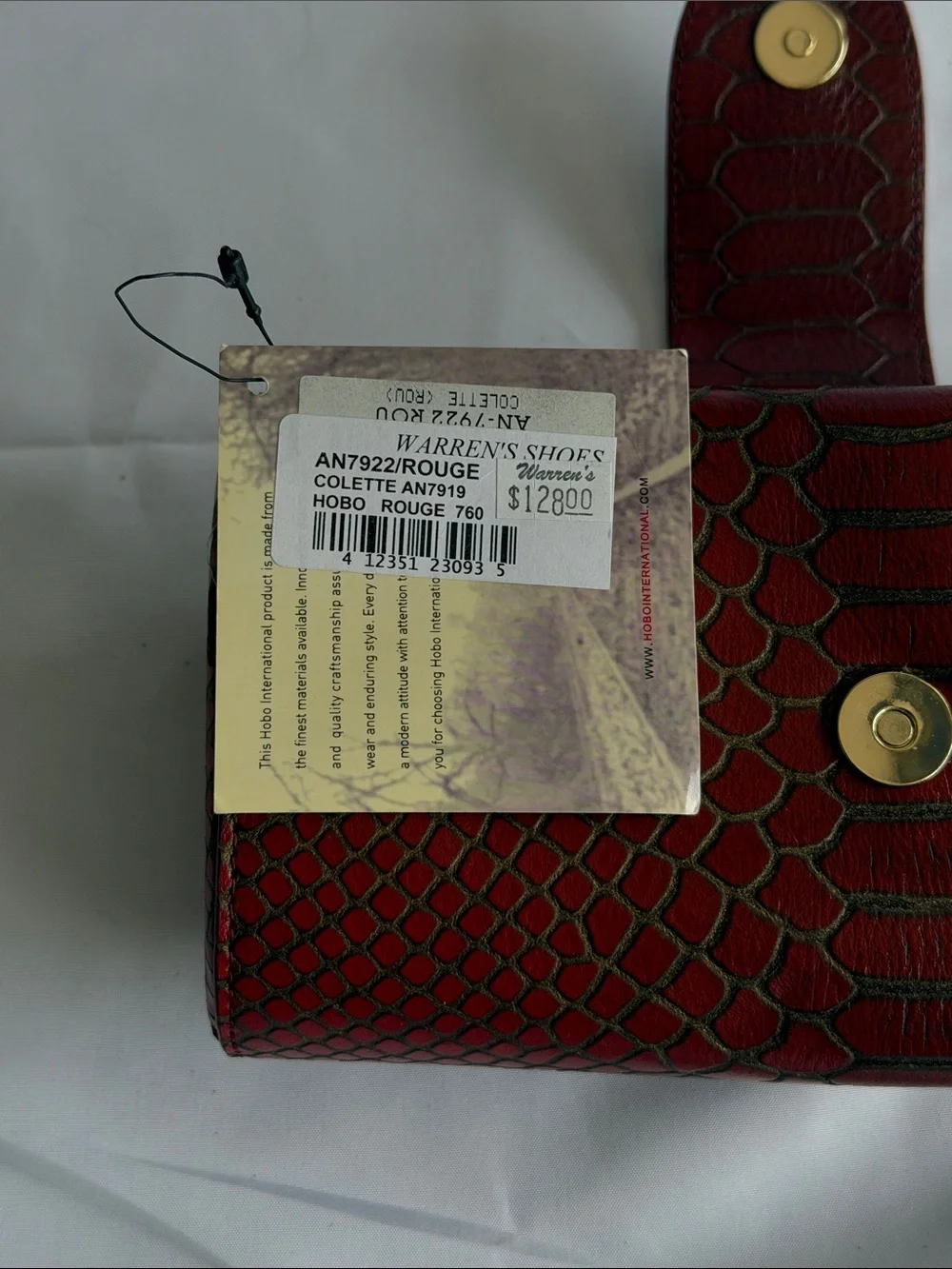 HOBO Red Faux-Croc Foldover Clutch Wristlet